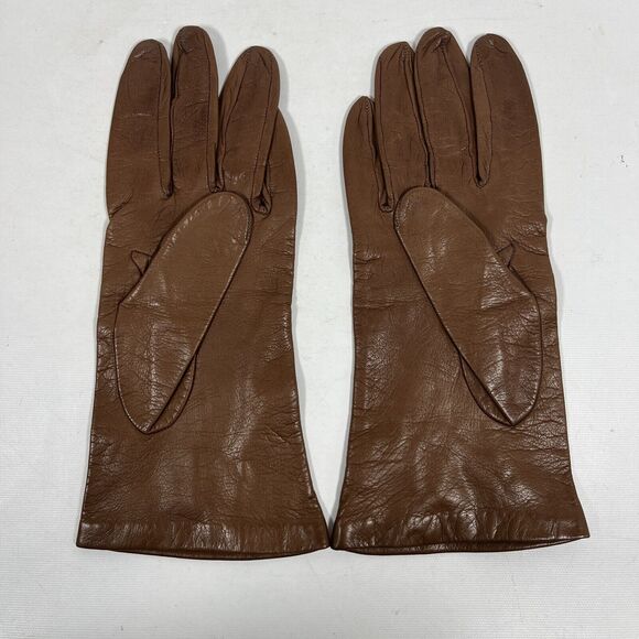 henri bendel Accessories - HERNRI BENDEL Gloves Womens 7.5 Leather Silk Lined Winter Driving Chestnut Brown